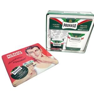 Proraso Men's Shaving Kit Tin - Pre-Shave Cream- Shaving Cream -After Shave Balm